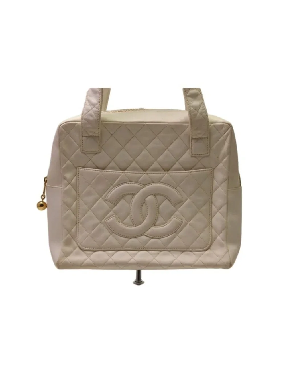 Chanel Jumbo CC Logo Lambskin White Handbag